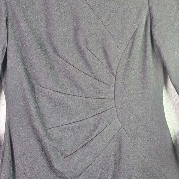 Tahari Black Ruched Side Pleat Feather Cuff Shift Dress 6 Cocktail Statement - Picture 6 of 13